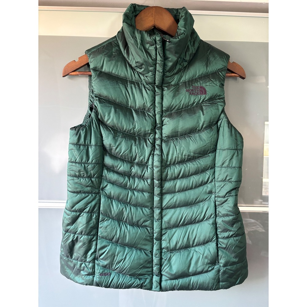 The North Face Womens Aconcagua 550 Down Puffer Vest Green Quilted Small Cozy